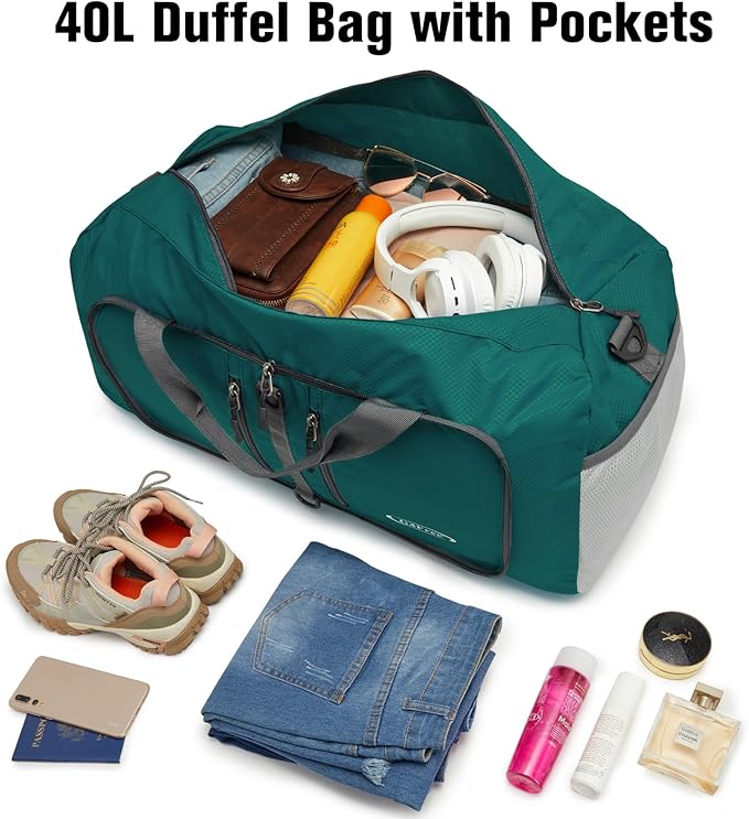 G4Free 40L/65L Foldable Duffel Bag, Water-Repellent Travel Backpack, Lightweight Carry Bag for Overnight Weekender Sports Men Women