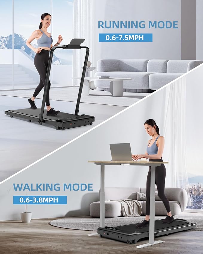 Walking Pad Treadmill with Handle Bar 3.0 HP Foldable Treadmills 300LBS Capacity Folding Walking Pad 3 in 1 Under Desk Treadmill Remote Control with APP