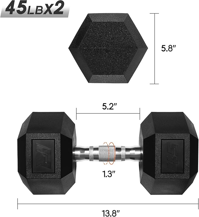 RitFit 5-650 LBS PVC Encased Hex Dumbbell Sets with Optional Rack for Home Gym, Hand weight with Chrome Handle for Strength Training, Workouts