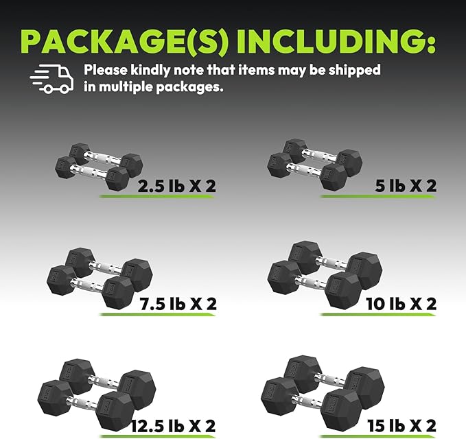 Hex Dumbbell Set, 30-480 lb Set Rubber Encased Exercise & Fitness Dumbbells, Weights Dumbbells Set, Hand Weight for Strength Training