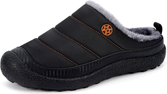 Womens Mens House Slippers Slip on Snow Winter Warm Fully Fur Lined Slippers Indoor Outdoor Shoes