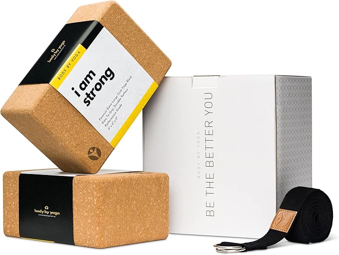 Premium Cork Yoga Blocks - Extra Large Yoga Block 2-Pack or Extra Tall 1-Pack for Inflexible Yogis | Natural, High-Density Cork for Superior Support & Stability | Optional Yoga Strap & Gift Box