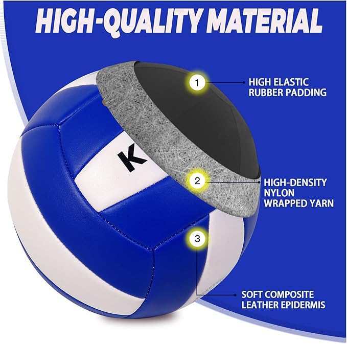 KUYOTQ Official Size 5 in&Outdoor Beach Volleyball,3MM Thickened Surface Soft Leather Youth Womens Mens Volleyball for Game Gym Training(Deflated)