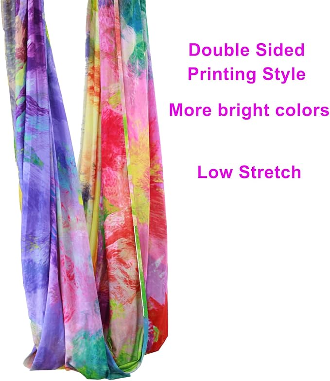 F.Life Aerial Yoga Hammock kit- Yoga Swing Multicolor 5 yards-Flying Yoga Include Daisy Chain,Carabiner and Pose Guide