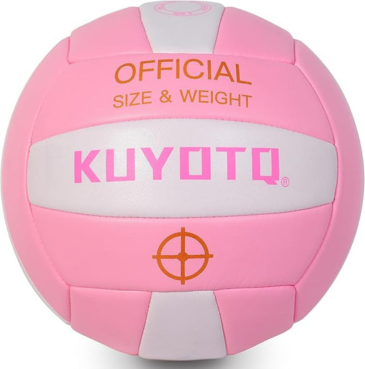 KUYOTQ Official Size 5 in&Outdoor Beach Volleyball,3MM Thickened Surface Soft Leather Youth Womens Mens Volleyball for Game Gym Training(Deflated)