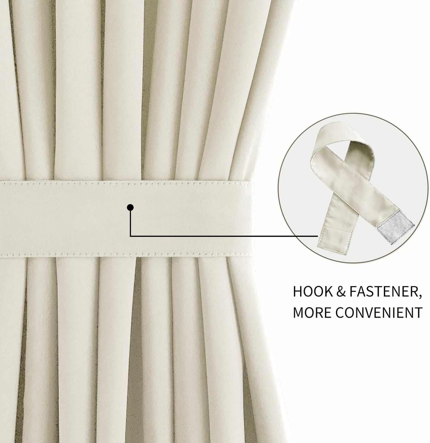 DWCN French Door Curtains – Rod Pocket Thermal Blackout Curtain for Doors with Glass Window, Kitchen and Patio Doors for Privacy, 54 X 80 Inches Long, 1 Curtain Panel with Tieback, Light Beige