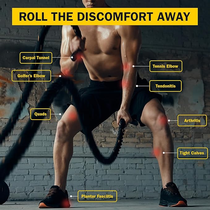 Rolflex The Massage Combo – 3-in-1 Roller for Muscles Deep Tissue with Firm Knobble, Contoured Muscle & Medium Oval Foam – Portable & Easy to Use Arm Massager & Leg Roller