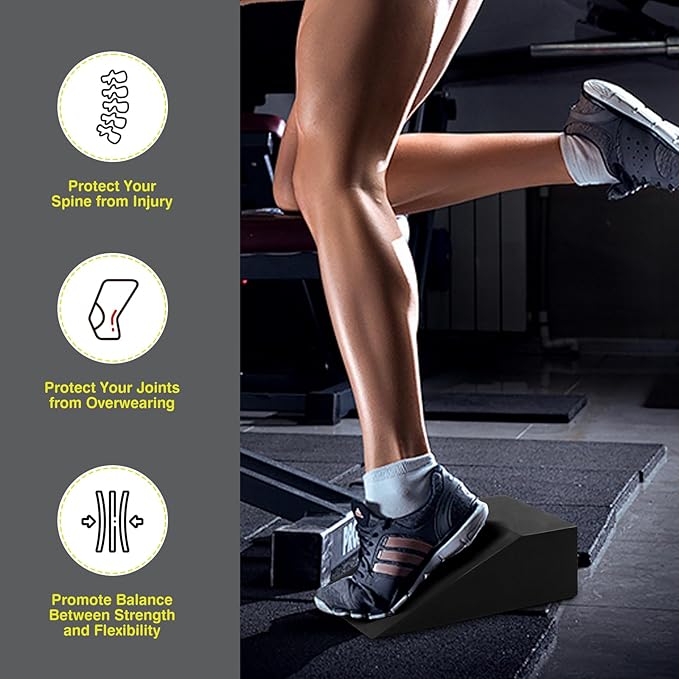 Foam Wedge Slant Board, 2 Pack Squat Wedge for Yoga, Calf Stretching, Physical Therapy & Foot Rehabilitation - Exercise Blocks for Squats, Balance, Pushup & Pilates (Black)