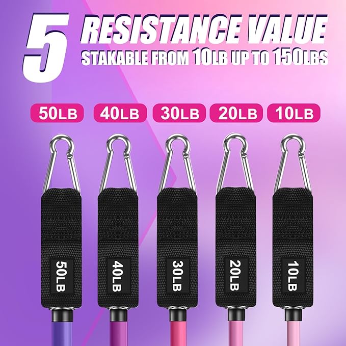 WHATAFIT Resistance Bands, Exercise Bands，Resistance Bands for Working Out, Work Out Bands with Handles for Men and Women Fitness, Strength Training Home Gym Equipment