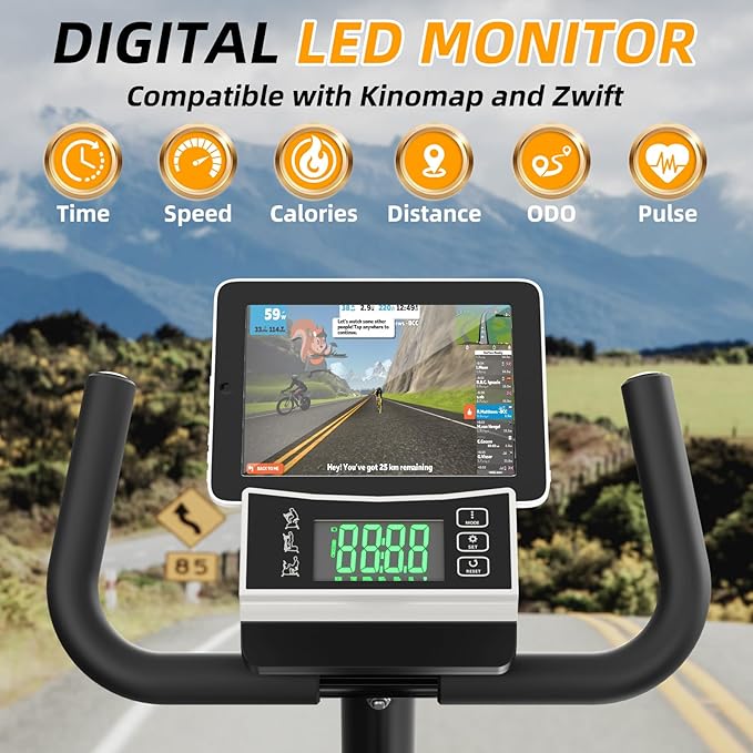 VANSWE Recumbent Exercise Bike for Adults Seniors - Recumbent Bikes for Home with Magnetic Resistance, Bluetooth and App Connectivity, Pulse Sensor