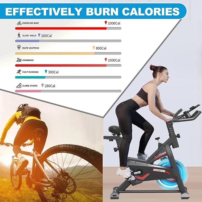 Exercise Bikes Stationary,Exercise Bike for Home Indoor Cycling Bike for Home Cardio Gym,Workout Bike with Ipad Mount & LCD Monitor,Silent Belt Drive