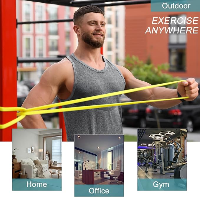 12-Pack Resistance Bands Set - Pull Up Assist, Strength Training & Physical Therapy for Home Gym | Exercise Loop Bands for Men & Women