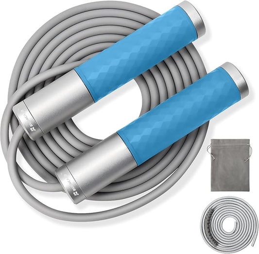 Weighted Jump Rope for Men, Women (1.5LB) - Alloy Steel Handles, Speed Skipping Rope, Gym,Indoor/Outdoor - Fitness, Workout, Boxing - Solid PVC & Cotton Rope