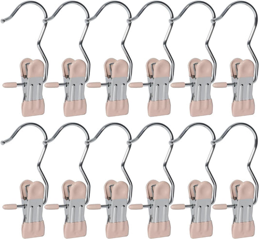 15/30Pcs Upgrade Double Head Clamp Dipped Clothespin for Laundry Hooks with Clips, Boot Holder, Hanging Clips, Portable Multifunctional Hangers Single Clip Space Saving for Jeans, Hats (15, Pink)