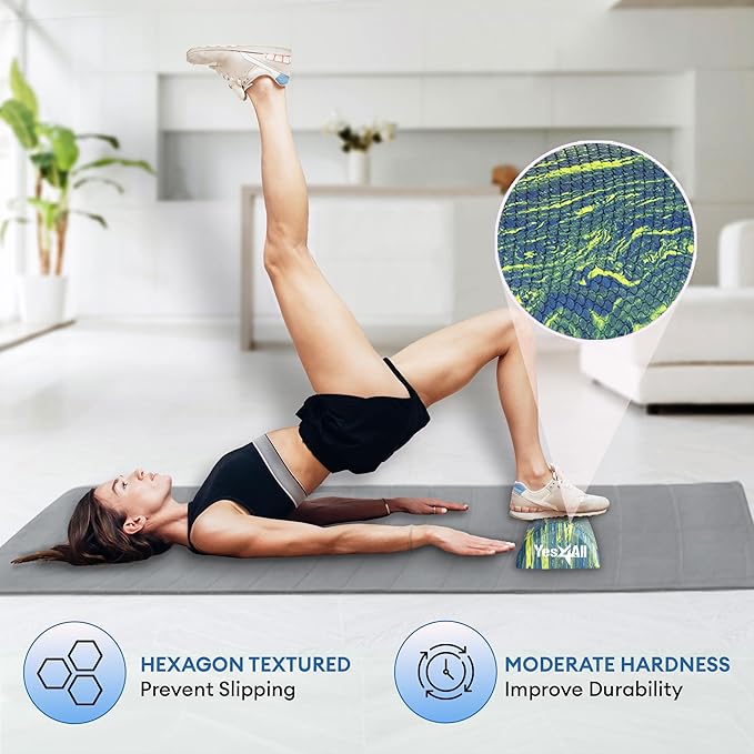 Yes4All EVA Firm Foam Roller for Stretching, Half Yoga Back Roller for Muscle Massage for Pilates, Yoga, Balance & Core Exercises - 12/36 inches