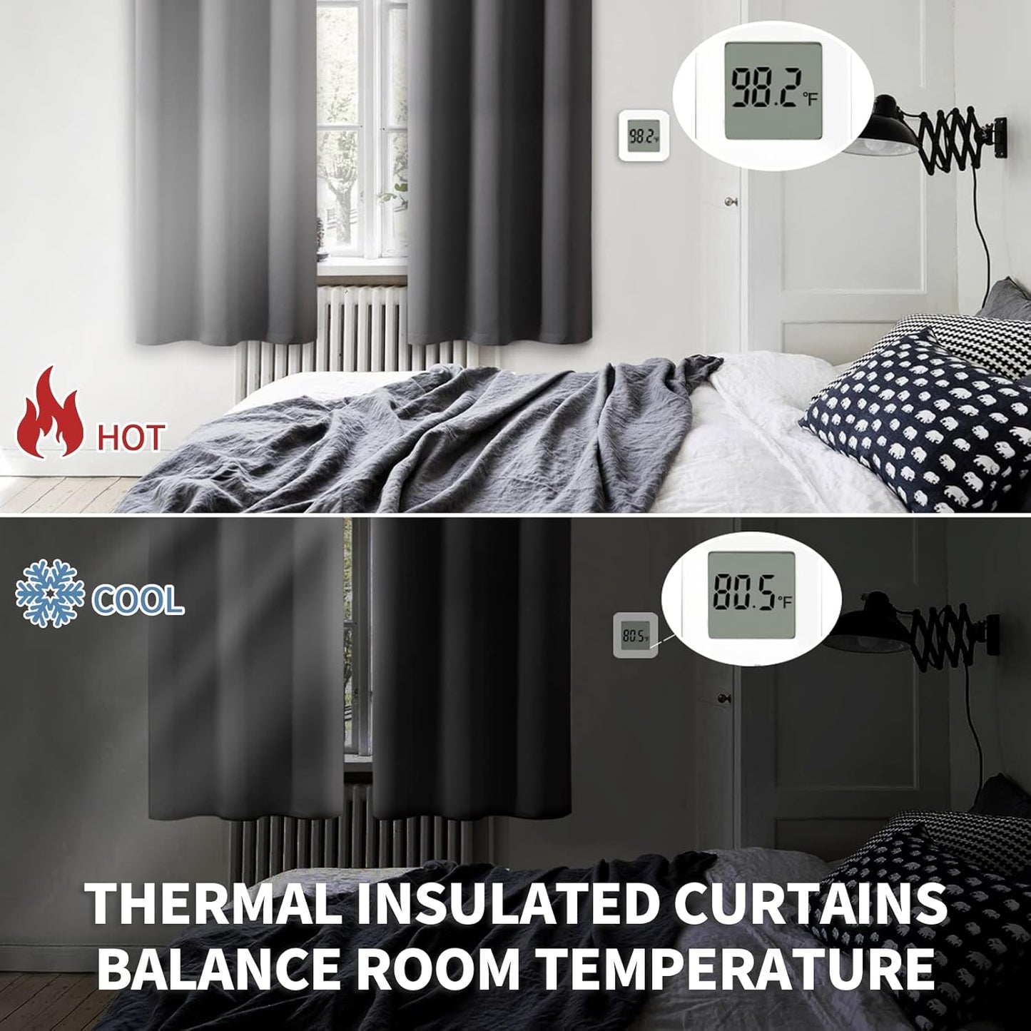 BGment Rod Pocket Blackout Curtains for Bedroom 84 Inches Length - Thermal Insulated Room Darkening Curtain for Living Room, 52 x 84 Inch, 2 Panels, Dark Grey