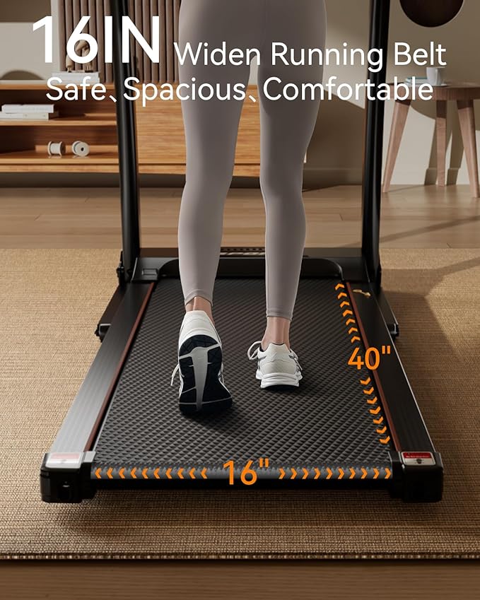 Treadmill for Home, 3.0HP Folding Treadmill with Incline, 300 lbs Capacity, Bluetooth & Heart Rate Sensor, Space-Saving Design