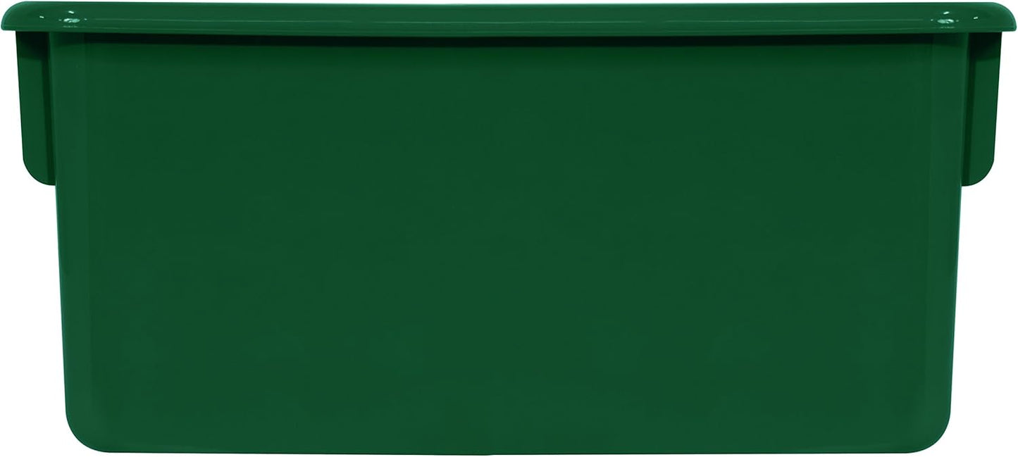 Wood Designs Cubby Storage Bin, Heavy Duty Plastic Containers for Kids Green Cubby Tray Set of 12