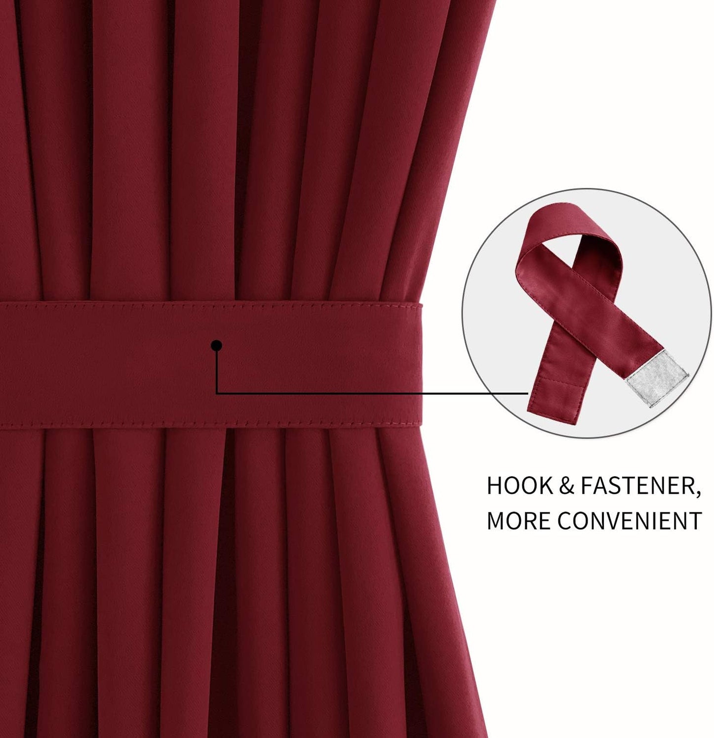 DWCN French Door Curtains - Rod Pocket Thermal Blackout Curtain for Doors with Glass Window, Kitchen and Patio Doors for Privacy, 23 X 72 Inches Long, 1 Curtain Panel with Tieback, Burgundy