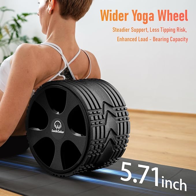 Back Roller, Back Wheel Targeted Back Pain Relief, Yoga Wheel Muscle Massage, Foam Roller for Trigger Point Therapy Physical, Stretching & Exercise, 880lbs Capacity, 10 Inch (Black+Black)