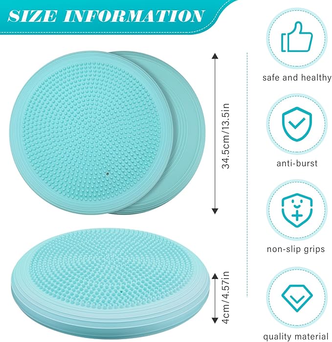 Libima 4 Pcs Wiggle Seat Inflated Wobble Cushion for Sensory Kid 13 Inches Balance Disc Flexible Seating for Classroom Sensory Pad for Chair Wiggle Cushion with Needle Pump