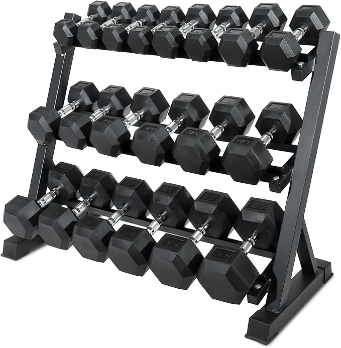 RitFit 5-650 LBS PVC Encased Hex Dumbbell Sets with Optional Rack for Home Gym, Hand weight with Chrome Handle for Strength Training, Workouts