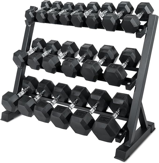 RitFit 5-650 LBS PVC Encased Hex Dumbbell Sets with Optional Rack for Home Gym, Hand weight with Chrome Handle for Strength Training, Workouts