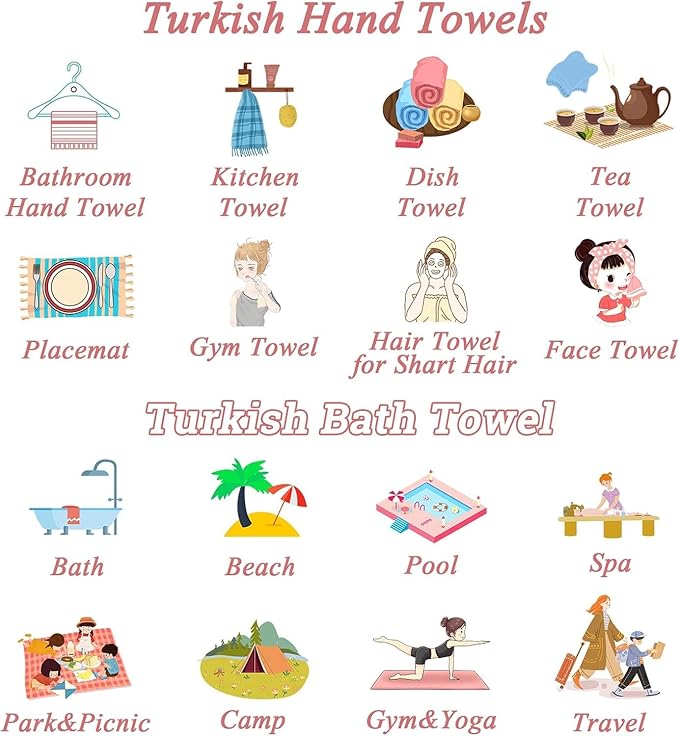 HAVLULAND Oversized Turkish Beach Towel 72’’x40’’ - Set of 12 | 100% Cotton Lightweight Sand Free Quick Dry Pool Towels | Extra Large Bath Towels for Adults Beach Blanket Essentials Case of 12 Pink