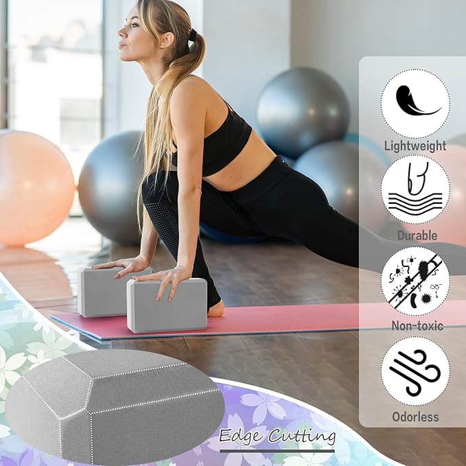 Outus 20 Pcs Yoga Blocks Bulk 9 x 6 x 3 Inch High Density Bricks to Improve Strength Flexibility Balance Soft Non Slip Gymnastic Blocks for Yoga Sports