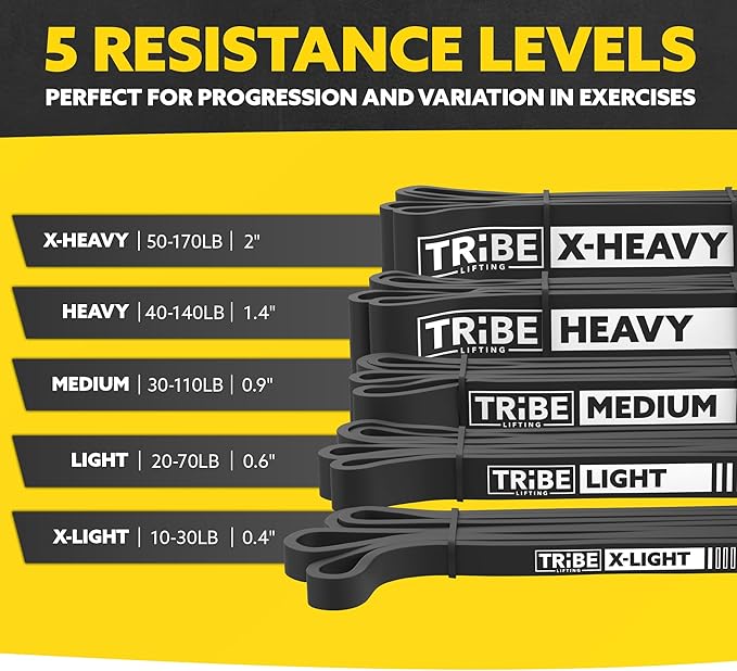 Long Resistance Bands for Working Out Men and Women - Set of 5 Pull-Up Bands, Rubber Handles and Door Anchor - Workout Bands Resistance for Men - Exercise Bands Resistance Bands Set