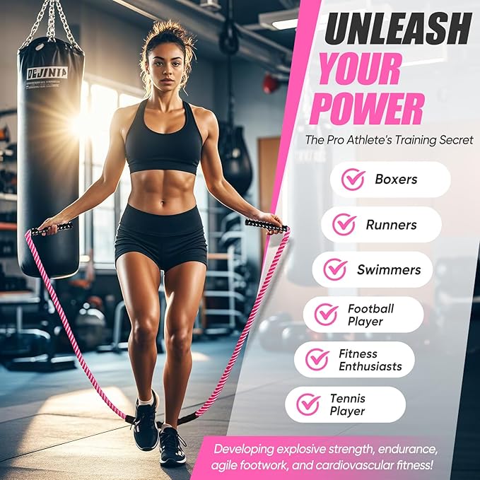 Jump Rope, Weighted Jump Rope for Women, Heavy Jump Ropes for Fitness, Home Gym Exercise Equipment, Adult Skipping Rope for Improve Strength, Weight Loss, Boxing Training,Total Body Workout Equipment