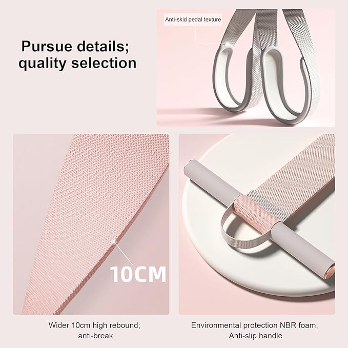 Fabric Resistance Band with Handles, Resistance Bands for Women, Non-Slip Elastic Bands for Strength Muscle Training, Stretch Band Workout Equipment for Leg Arm Chest Core Wrist Ankle