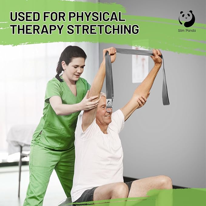 Slim Panda Yoga Strap for Stretching,Cotton Yoga Strap with Adjustable D-Ring Buckle,Non-Elastic Yoga Belt for Pilates,Gym Workouts,Physical Therapy,Improve Flexibility