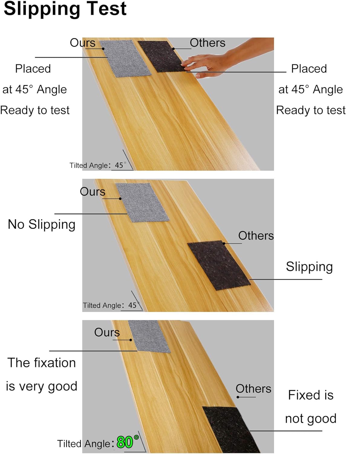 Non Slip Rug Pad Grippers - 2x6, 1/8" Thick, (Felt + Rubber) Double Layers Area Carpet Mat Tap, Provides Protection and Cushioning for Hardwood or Tile Floors