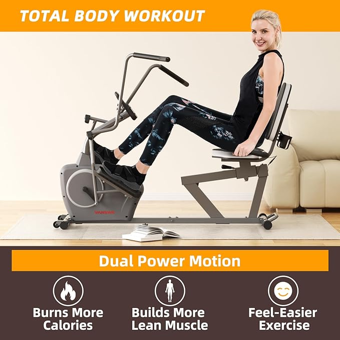VANSWE Recumbent Exercise Bike for Adults Seniors - Recumbent Bikes for Home with Magnetic Resistance, Bluetooth and App Connectivity, Pulse Sensor