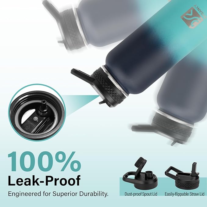 Insulated Water Bottle | Thickened Stainless Steel Vacuum Metal | Portable Sports Water Jug for Gym and Hiking with Straw, Carrier Bag, Handle Strap | BPA-Free 32 oz