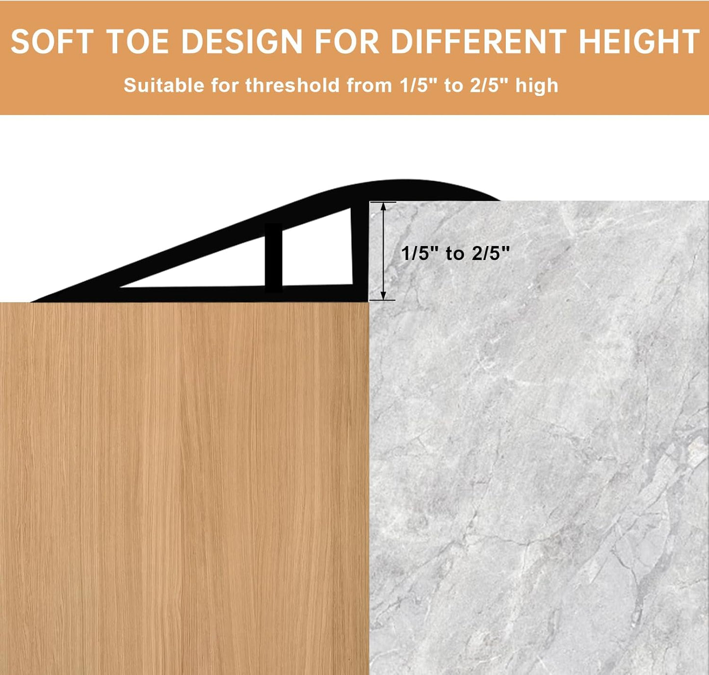 Vinyl Door Threshold Flooring Transition Strip Self Adhesive Carpet Edging Strip for Laminate Doorway Edge Threshold from 1/5" to 2/5" (Light Yellow Wood Grain, 3.3 Ft)