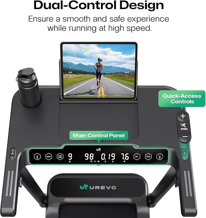 UREVO Treadmill with Desk Workstation, Walking Pad Treadmills for Home Office, Under Desk Compact Design Treadmill with HIIT Programs, Remote Control, LED Display