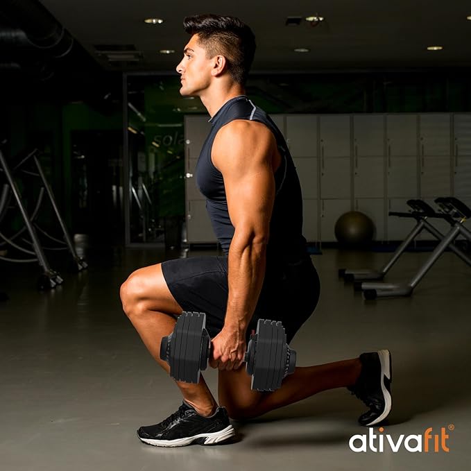 Ativafit 27.5/66/88LBS Pair Adjustable Dumbbell Set with Anti-slip Handle 12 In 1 Quick Dial Adjustment Weights With Safety Locking Button Space Saving Strength Training for Full Body Home Gym Workout