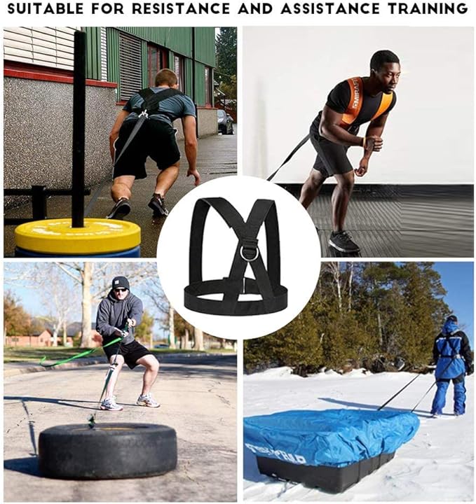 Sled Harness, Weight Speed Tire Pulling Workout Resistance and Assistance Trainer Physical Training Rope Football Exercise Equipment for Outdoor Indoor Men and Women