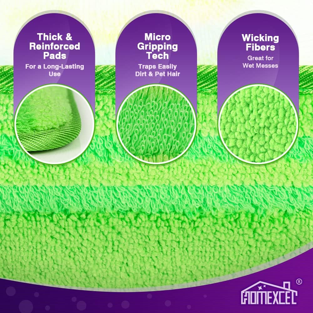 HOMEXCEL Microfiber Mop Pads Compatible with Swiffer Wet Jet-15"x5.5", Reusable and Machine Washable Floor Pad Refills, Mop Head Replacements for Multi Surface Wet & Dry Cleaning, Pack of 4