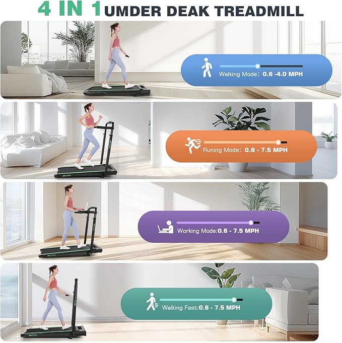 Walking Pad Treadmill with Desk Workstation,3.0 HP Foldable Treadmills with 12% Incline & Handle Bar,300lbs Capacity,2s Folding,Ultra-Quiet,Small/Compact Under Desk Treadmills for Home Ofiice