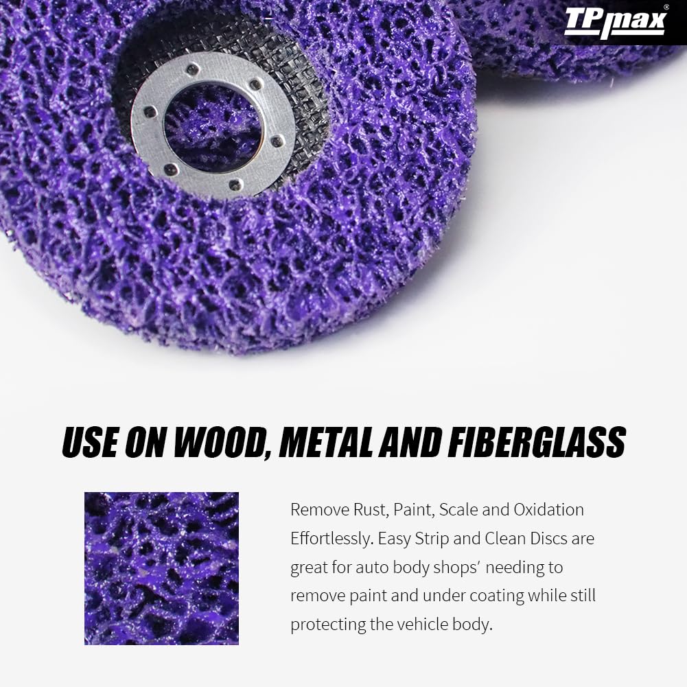 4-1/2" x7/8'' Stripping Discs Rust Remover Wheel Remove Paint and Oxidation Poly Strip Wheel Disc Abrasive Angle Grinding Wheel - 5 Pack(Purple)