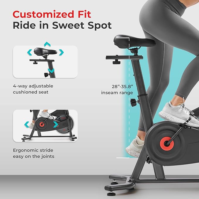 Sunny Health & Fitness ACTIVE Series Smart Exercise Bike with SunnyFit App Connection