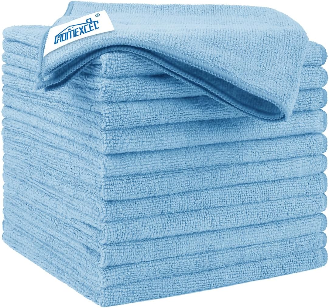 HOMEXCEL Blue Microfiber Cleaning Cloth 12 Pack, 12.5 x 12.5 inch Microfiber Towels for Cars, Ultra Absorbent Car Washing Cloth, Lint Free Streak Free Cleaning Rags for Car, Kitchen, and Window