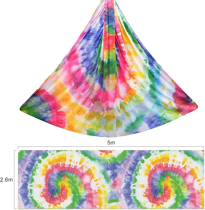 F.Life Aerial Yoga Hammock kit- Yoga Swing Multicolor 5 yards-Flying Yoga Include Daisy Chain,Carabiner and Pose Guide