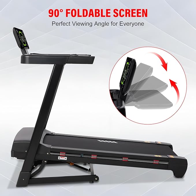 ECHANFIT Heavy Duty Treadmill for Home, 20% Auto Incline Treadmill 400 LB Capacity, 20" Wide Deck, 0.6-12 MPH, LED Display, Bluetooth Speaker, Foldable with App