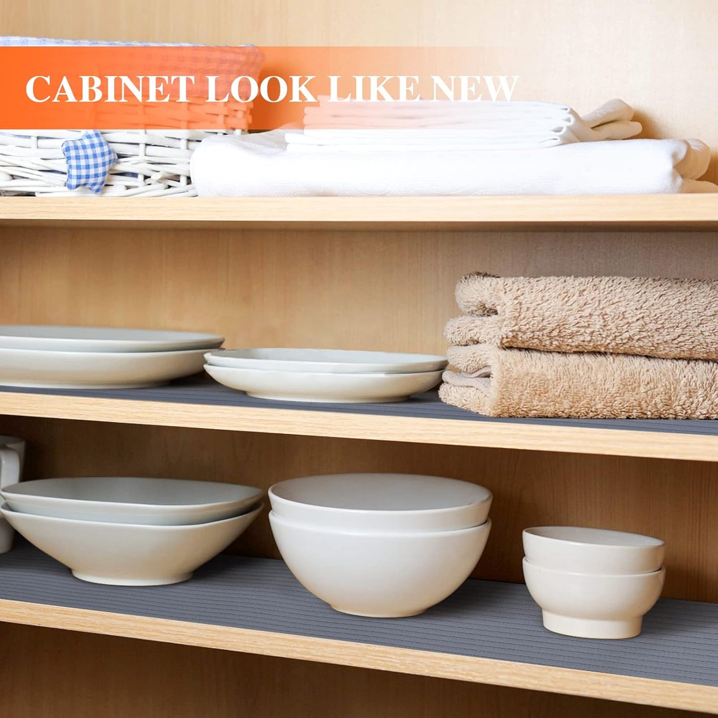 Shelf Liners for Kitchen Cabinets, Non-Adhesive, 12Inch x 30Ft, Non-Slip Kitchen Drawer Liner, Waterproof Durable Cabinet Liners for Shelves, Pantry, Dark Gray