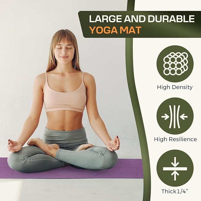 Yoga Mat Non Slip, Anti-Tear 3/16 Thick TPE Yoga Mats for Women and Men, 72"x24" Exercise & Fitness Mat with Carrying Strap, Workout Mats for Yoga, Pilates and Floor Exercise