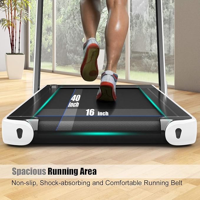 GYMAX Walking Pad, 2.25HP Dual Display Foldable Treadmill for Home with Remote/Smart App Control, Portable Compact Treadmill for Office Under Desk, Folding Running Machine for Small Spaces